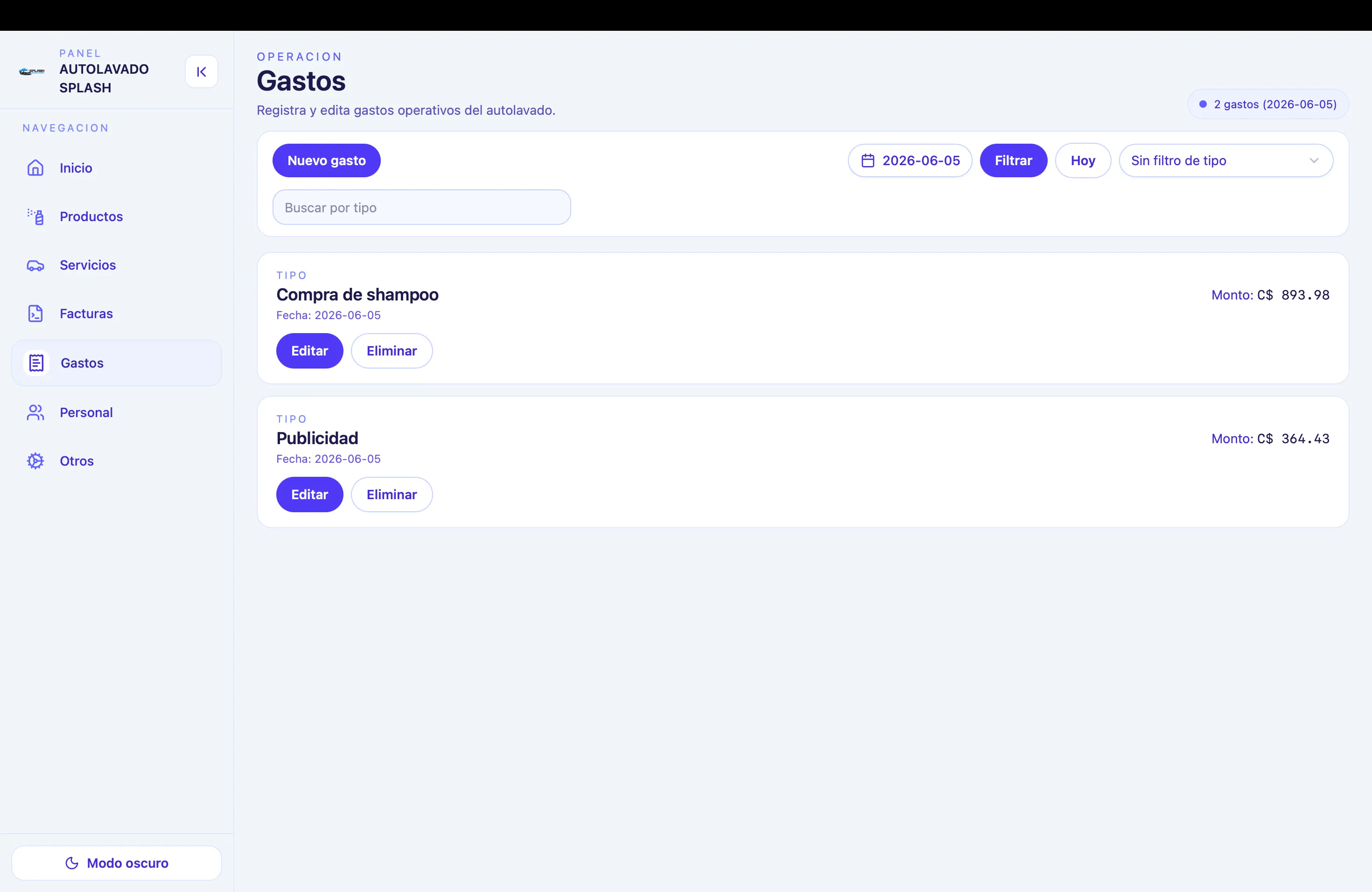 Carwash System — Gestión de autolavado — captura 4
